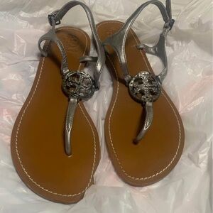 Tory Burch Stylish Silver Sandals for Women